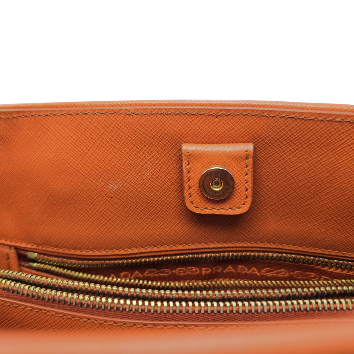 Galleria Orange Top Handle Bag in Saffiano Leather Gold hardware