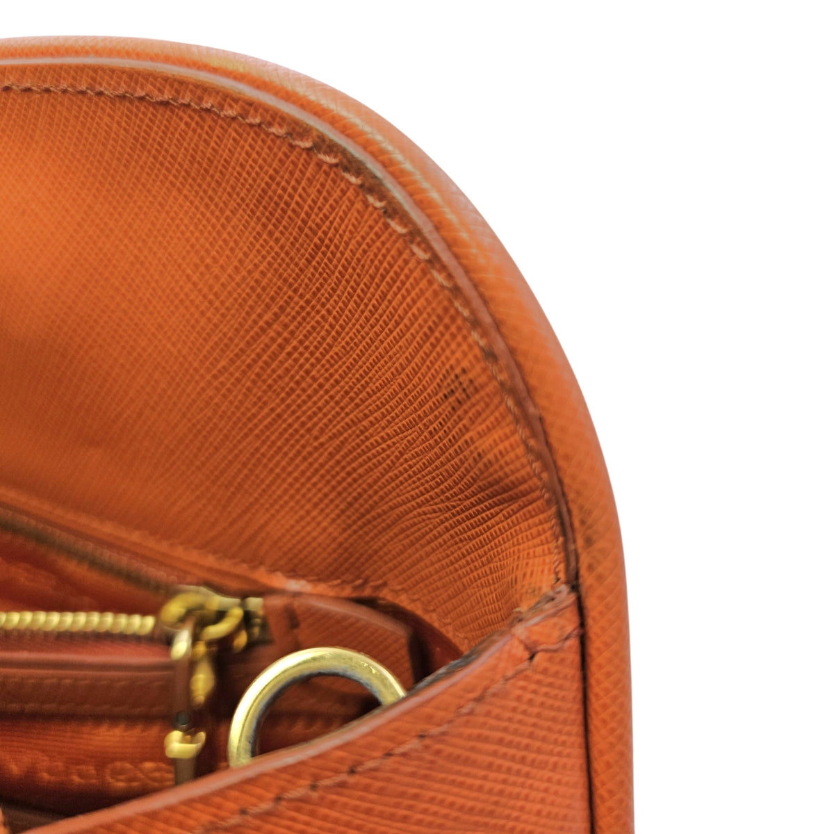 Galleria Orange Top Handle Bag in Saffiano Leather Gold hardware