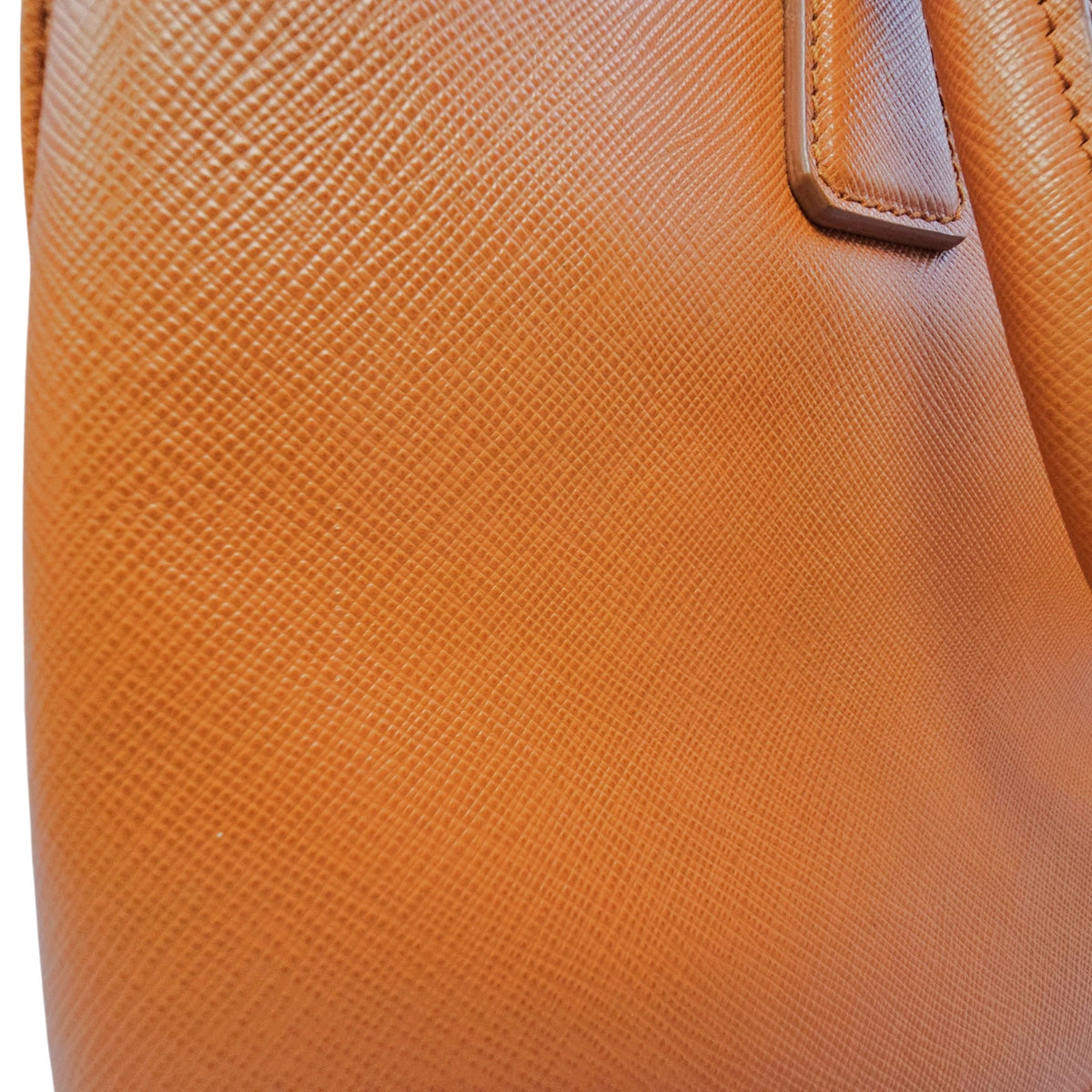 Galleria Orange Top Handle Bag in Saffiano Leather Gold hardware