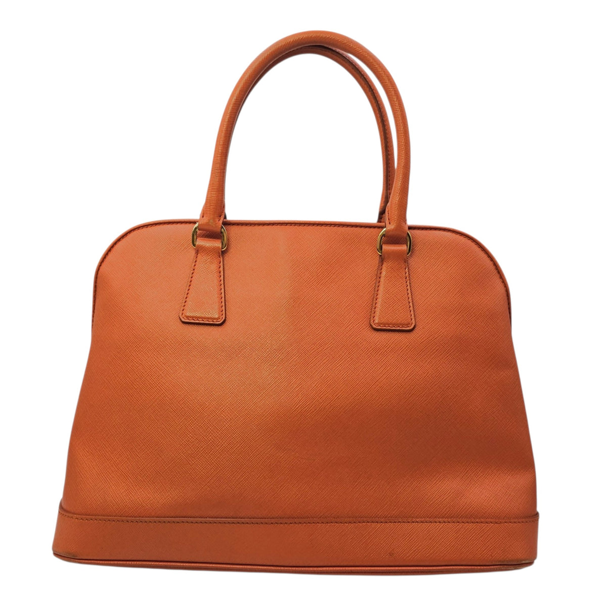 Galleria Orange Top Handle Bag in Saffiano Leather Gold hardware