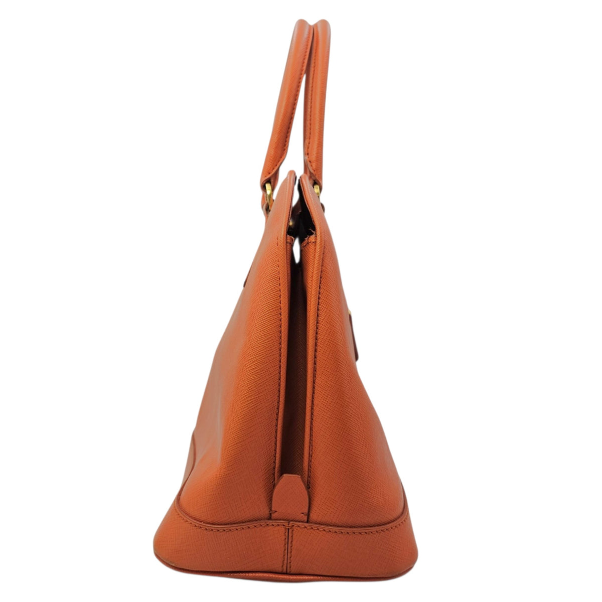 Galleria Orange Top Handle Bag in Saffiano Leather Gold hardware
