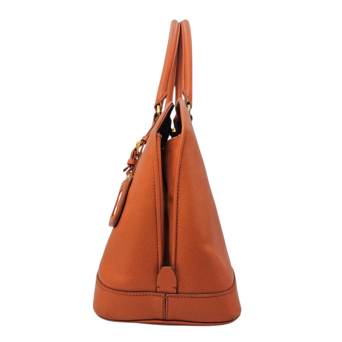 Galleria Orange Top Handle Bag in Saffiano Leather Gold hardware