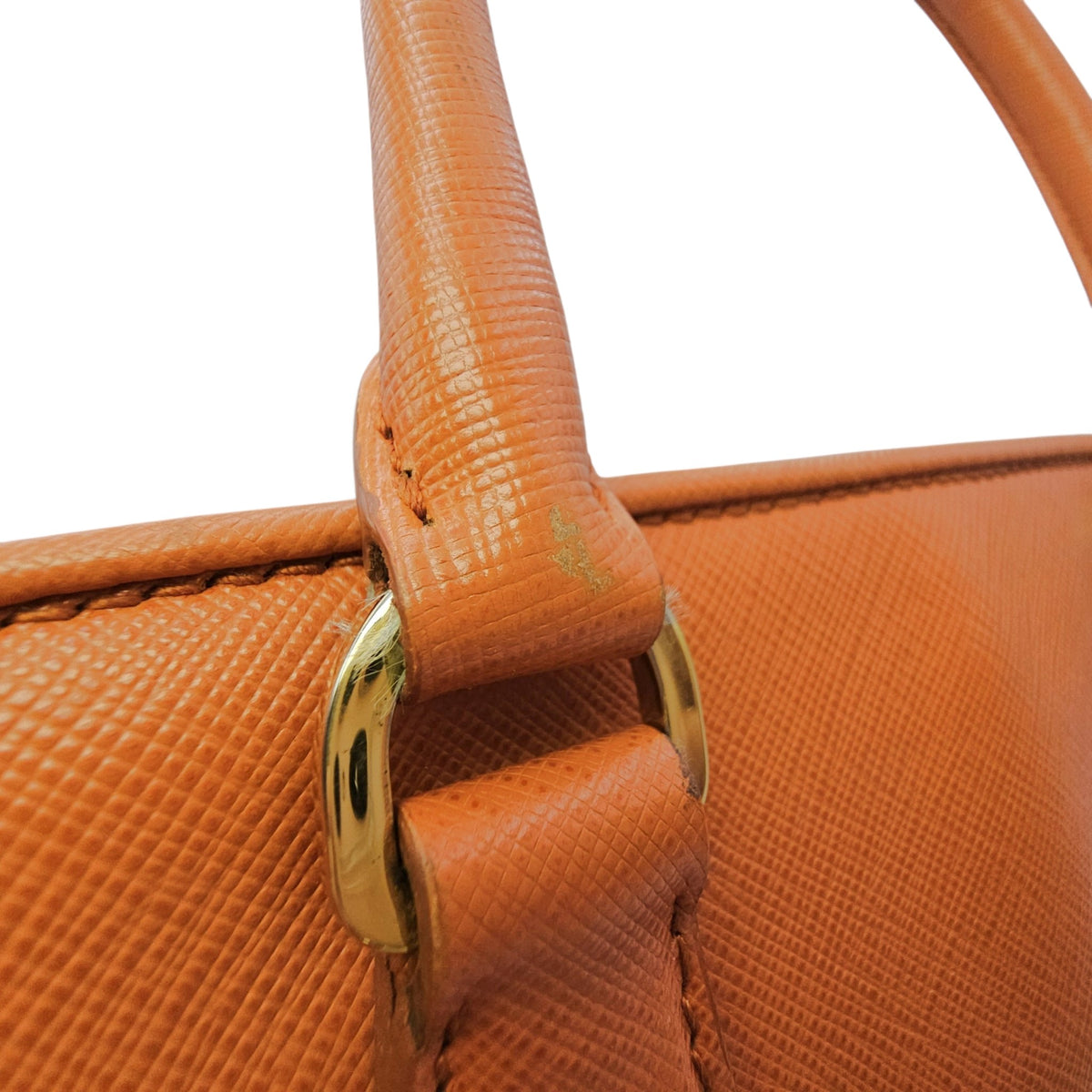 Galleria Orange Top Handle Bag in Saffiano Leather Gold hardware