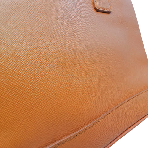 Galleria Orange Top Handle Bag in Saffiano Leather Gold hardware