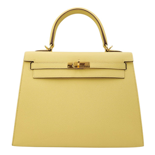Sellier Kelly 25 Jaune Poussin in Epsom Gold hardware