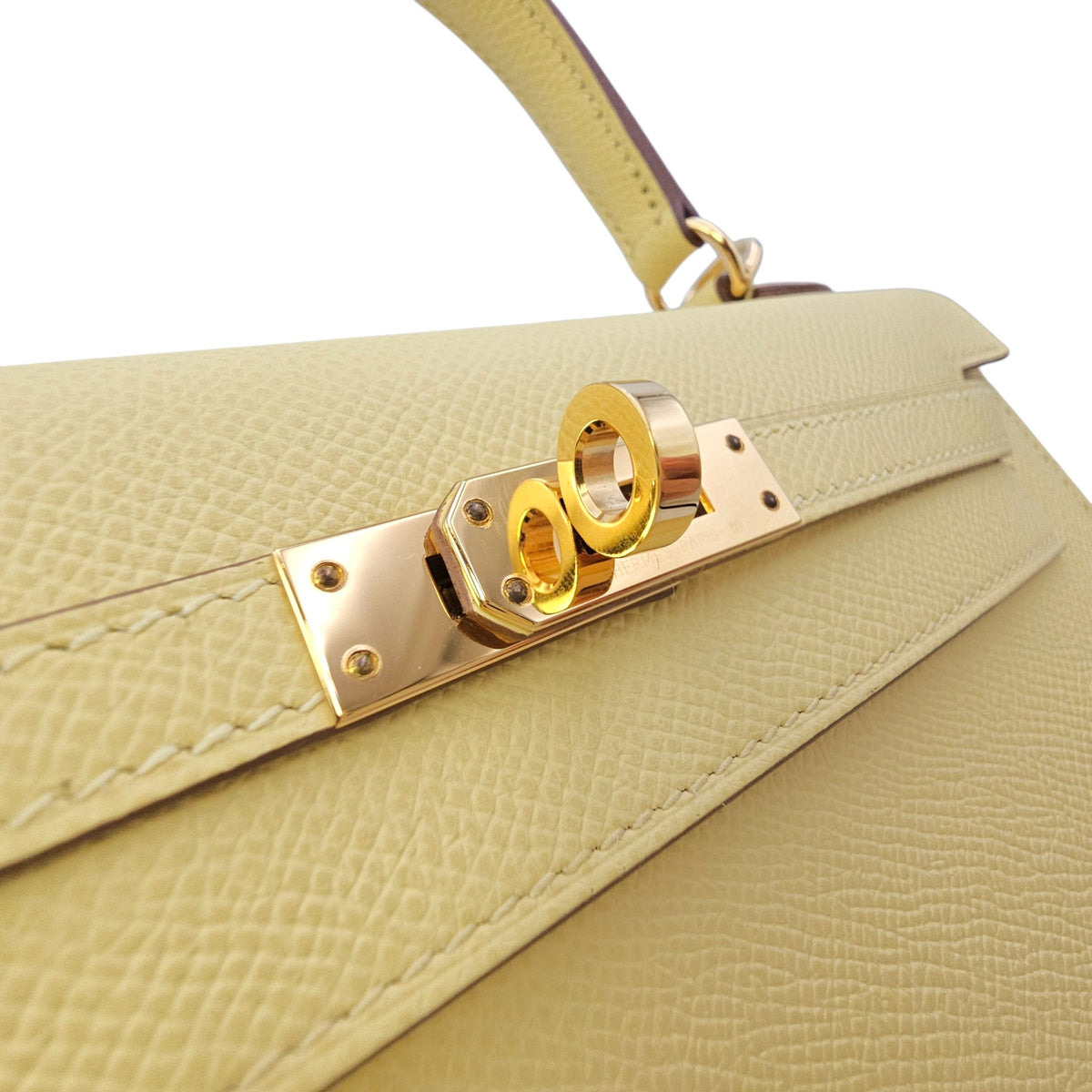 Sellier Kelly 25 Jaune Poussin in Epsom Gold hardware
