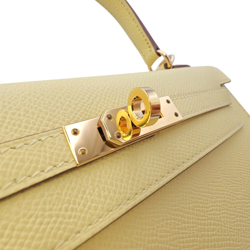 Sellier Kelly 25 Jaune Poussin in Epsom Gold hardware