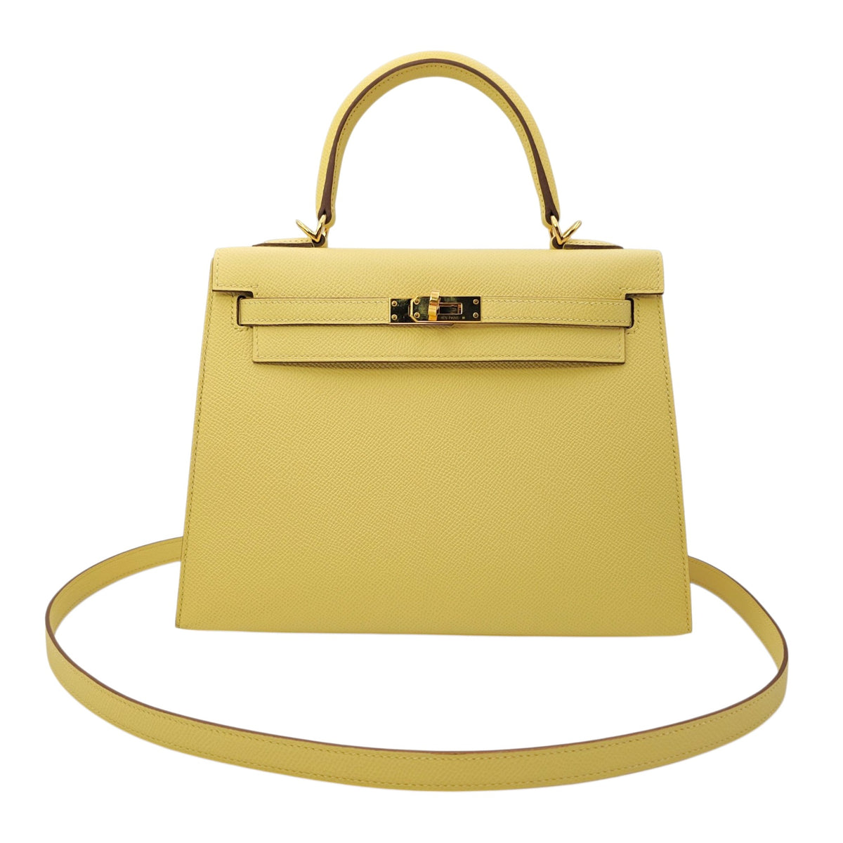 Sellier Kelly 25 Jaune Poussin in Epsom Gold hardware