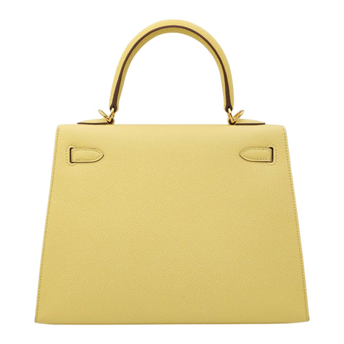 Sellier Kelly 25 Jaune Poussin in Epsom Gold hardware