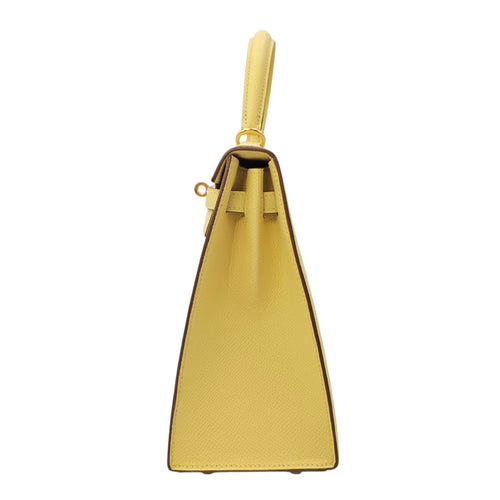 Sellier Kelly 25 Jaune Poussin in Epsom Gold hardware