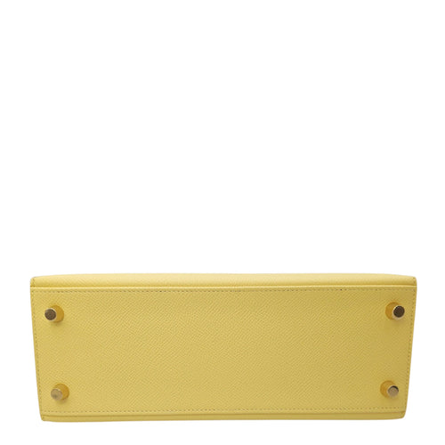 Sellier Kelly 25 Jaune Poussin in Epsom Gold hardware