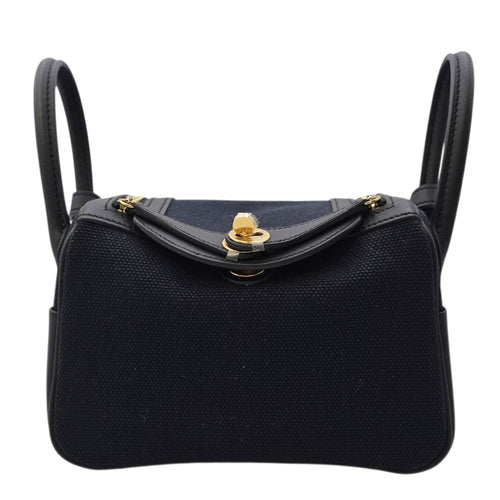 Lindy II Mini Noir in Swift/Toile Goeland Gold hardware