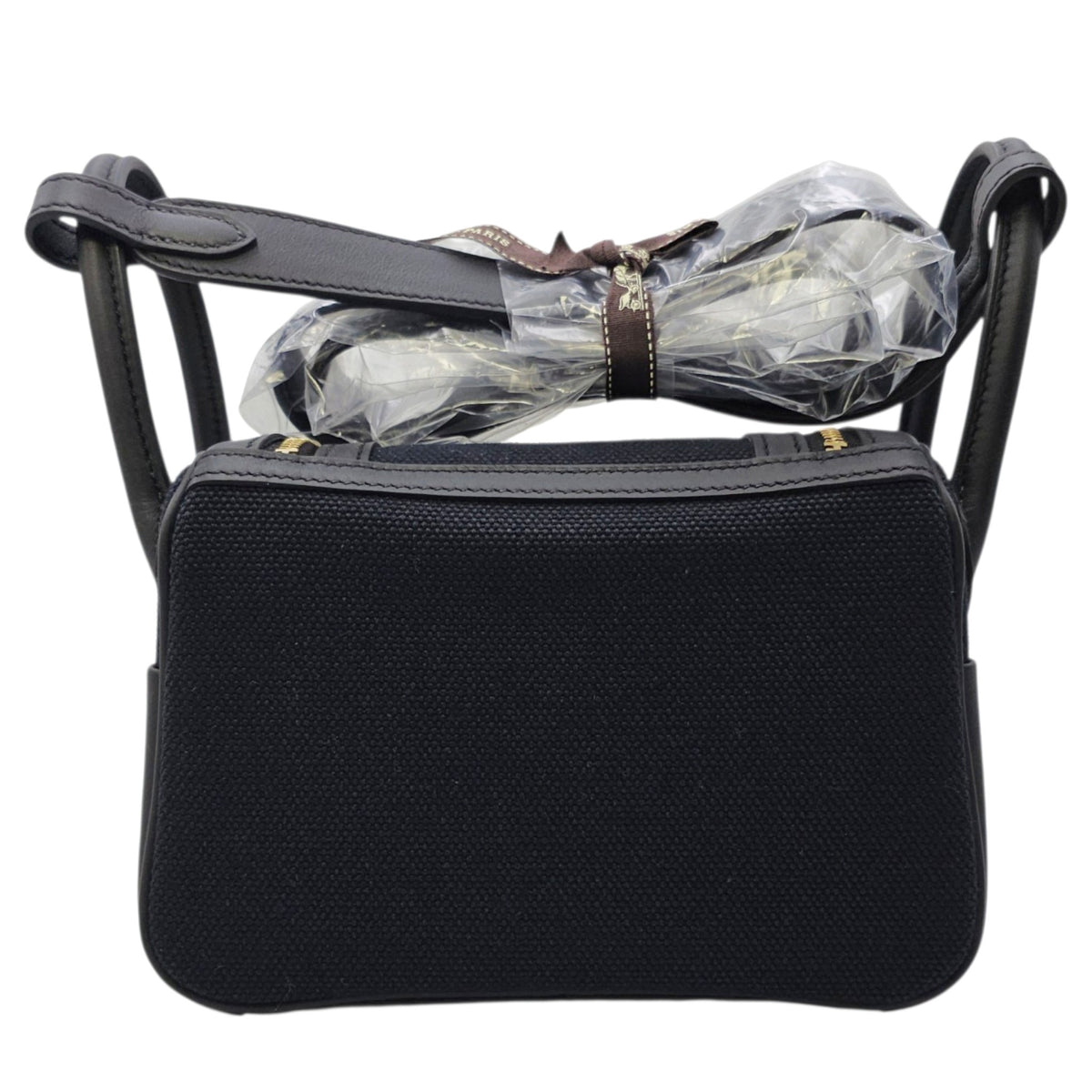 Lindy II Mini Noir in Swift/Toile Goeland Gold hardware
