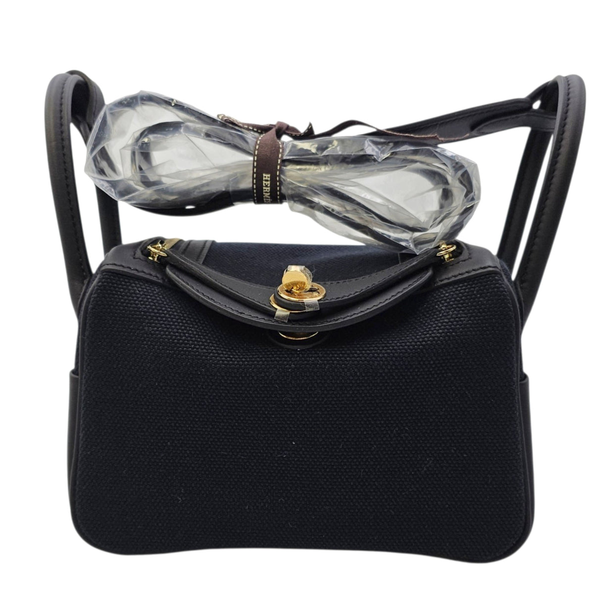 Lindy II Mini Noir in Swift/Toile Goeland Gold hardware