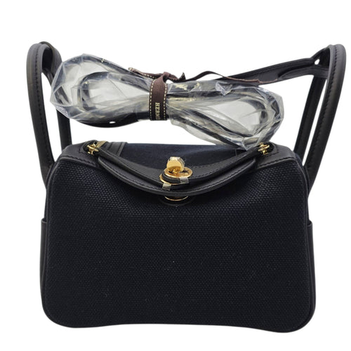 Lindy II Mini Noir in Swift/Toile Goeland Gold hardware