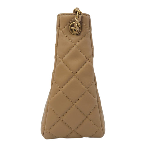 Pearl Crush  Beige Shoulder Bag in Lambskin Gold hardware