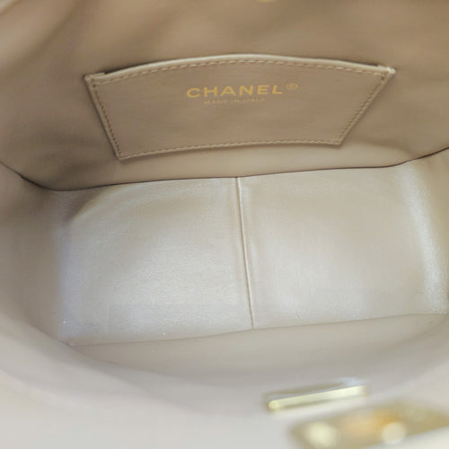 Pearl Crush  Beige Shoulder Bag in Lambskin Gold hardware