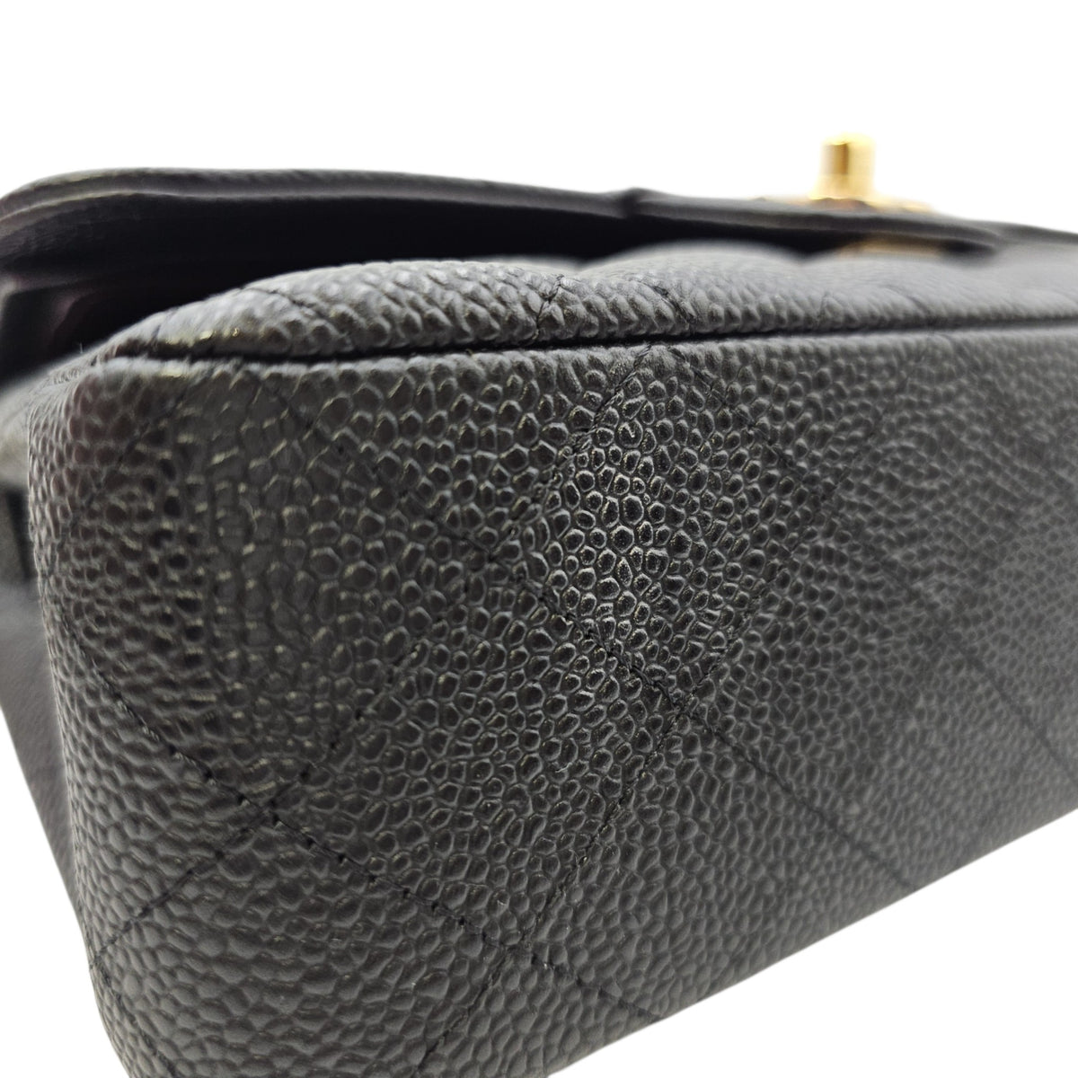 Classic (Double Flap) Small Black Shoulder Bag in Caviar Leather Gold hardware