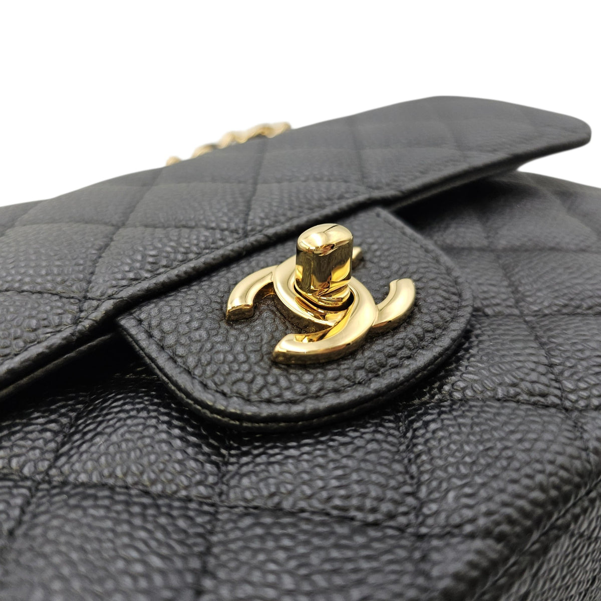 Classic (Double Flap) Small Black Shoulder Bag in Caviar Leather Gold hardware