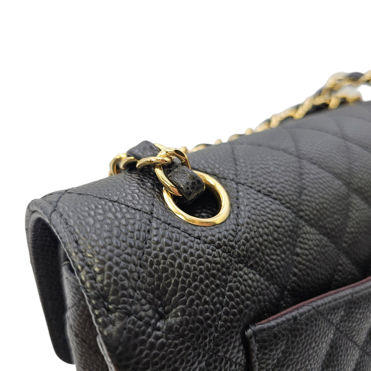 Classic (Double Flap) Small Black Shoulder Bag in Caviar Leather Gold hardware