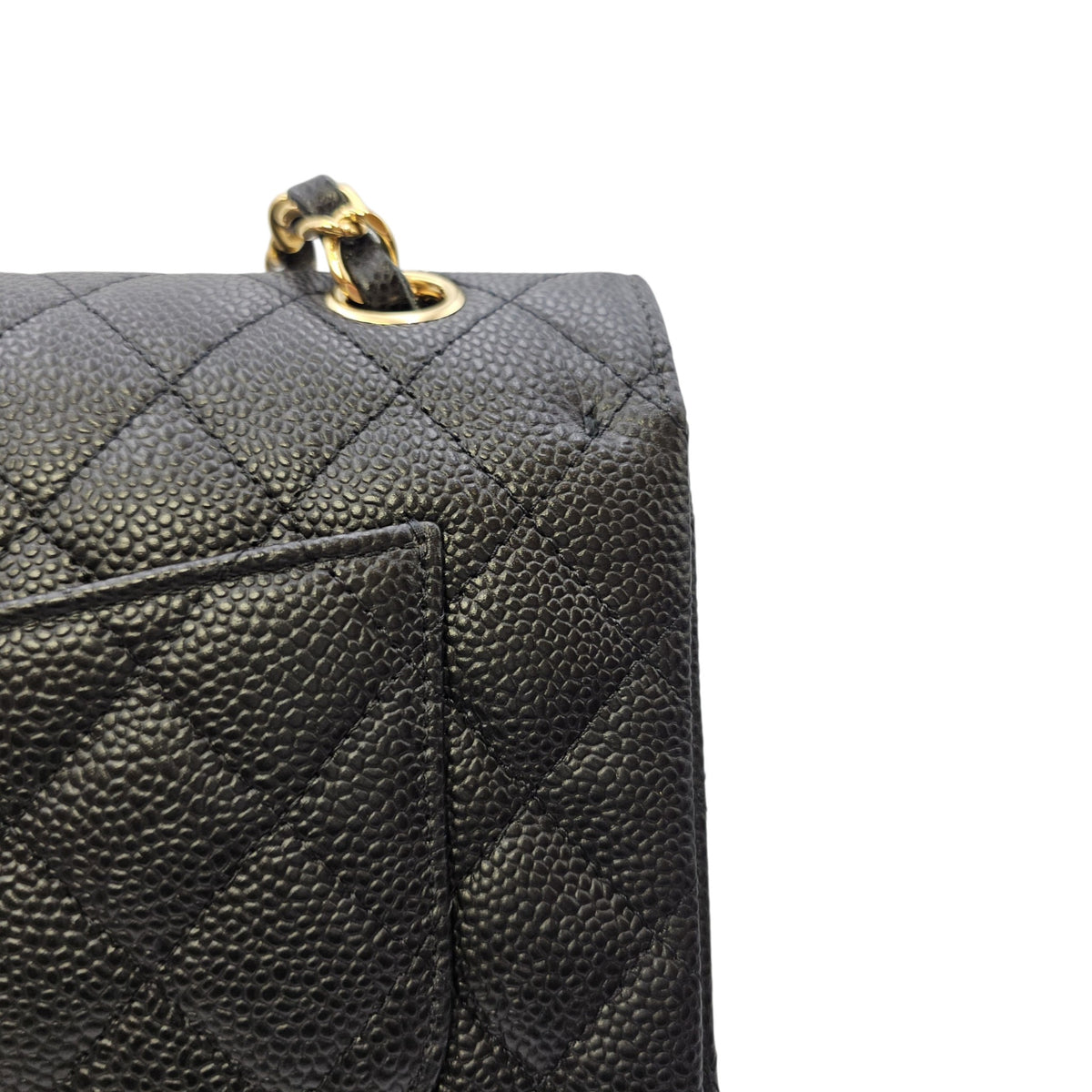 Classic (Double Flap) Small Black Shoulder Bag in Caviar Leather Gold hardware