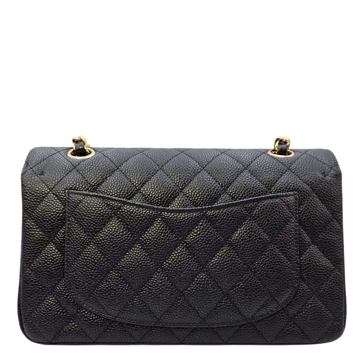 Classic (Double Flap) Small Black Shoulder Bag in Caviar Leather Gold hardware