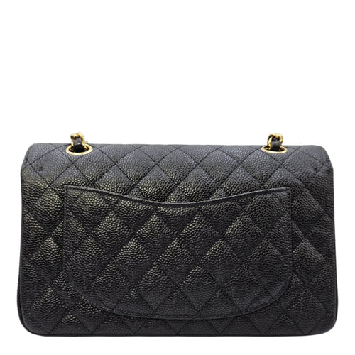 Classic (Double Flap) Small Black Shoulder Bag in Caviar Leather Gold hardware
