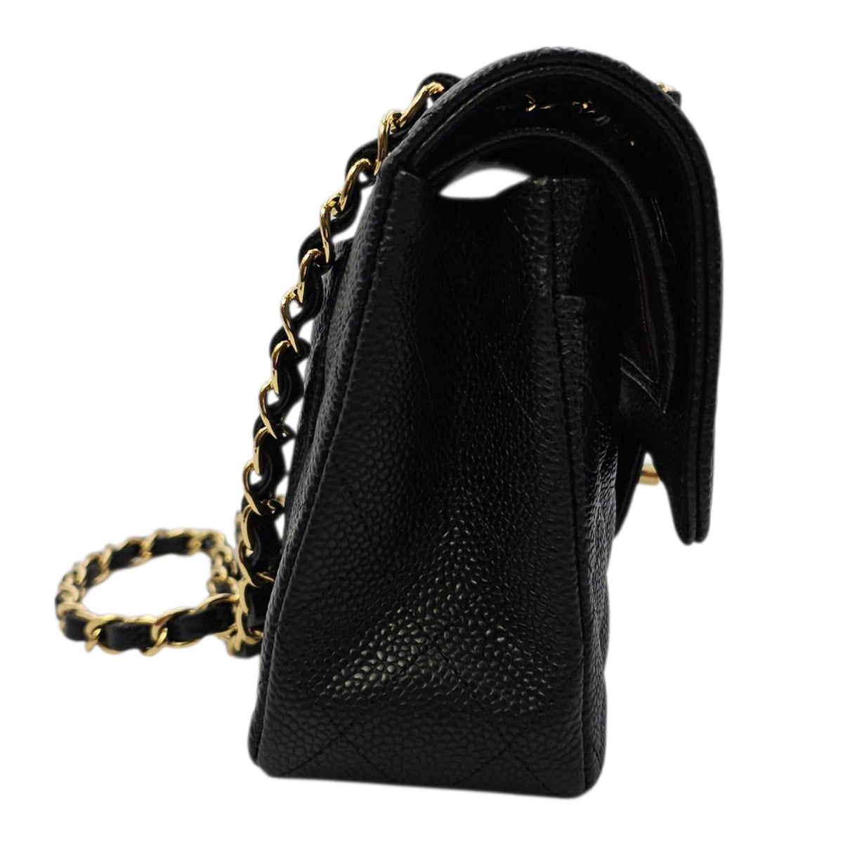 Classic (Double Flap) Small Black Shoulder Bag in Caviar Leather Gold hardware