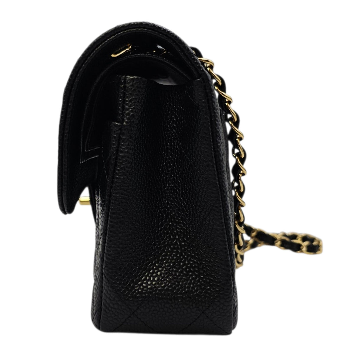 Classic (Double Flap) Small Black Shoulder Bag in Caviar Leather Gold hardware