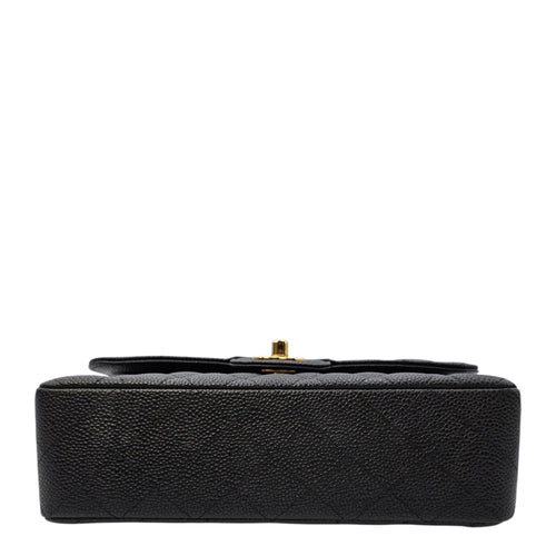 Classic (Double Flap) Small Black Shoulder Bag in Caviar Leather Gold hardware