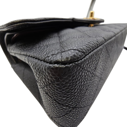 Classic (Double Flap) Small Black Shoulder Bag in Caviar Leather Gold hardware