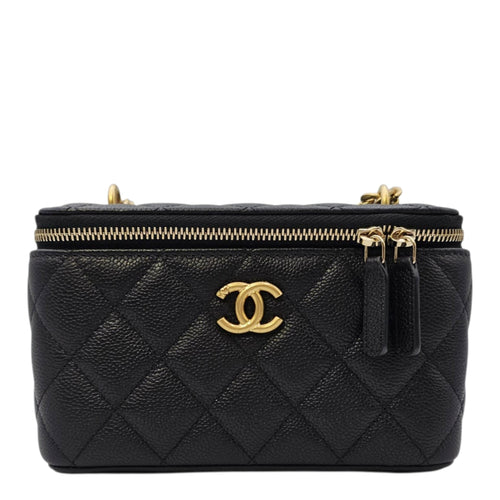 Vanity Black Vanity Bag in Caviar Leather Gold hardware