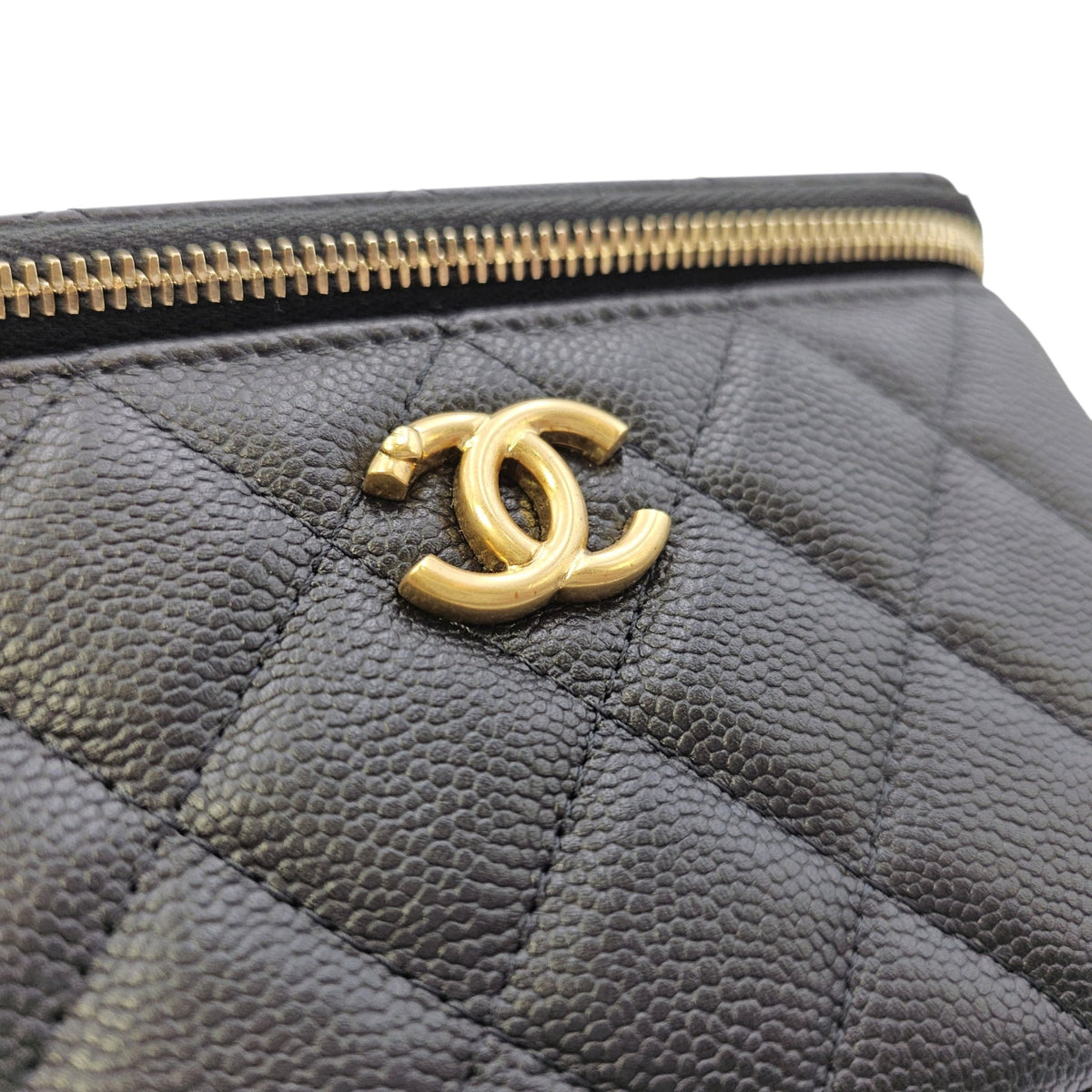 Vanity Black Vanity Bag in Caviar Leather Gold hardware