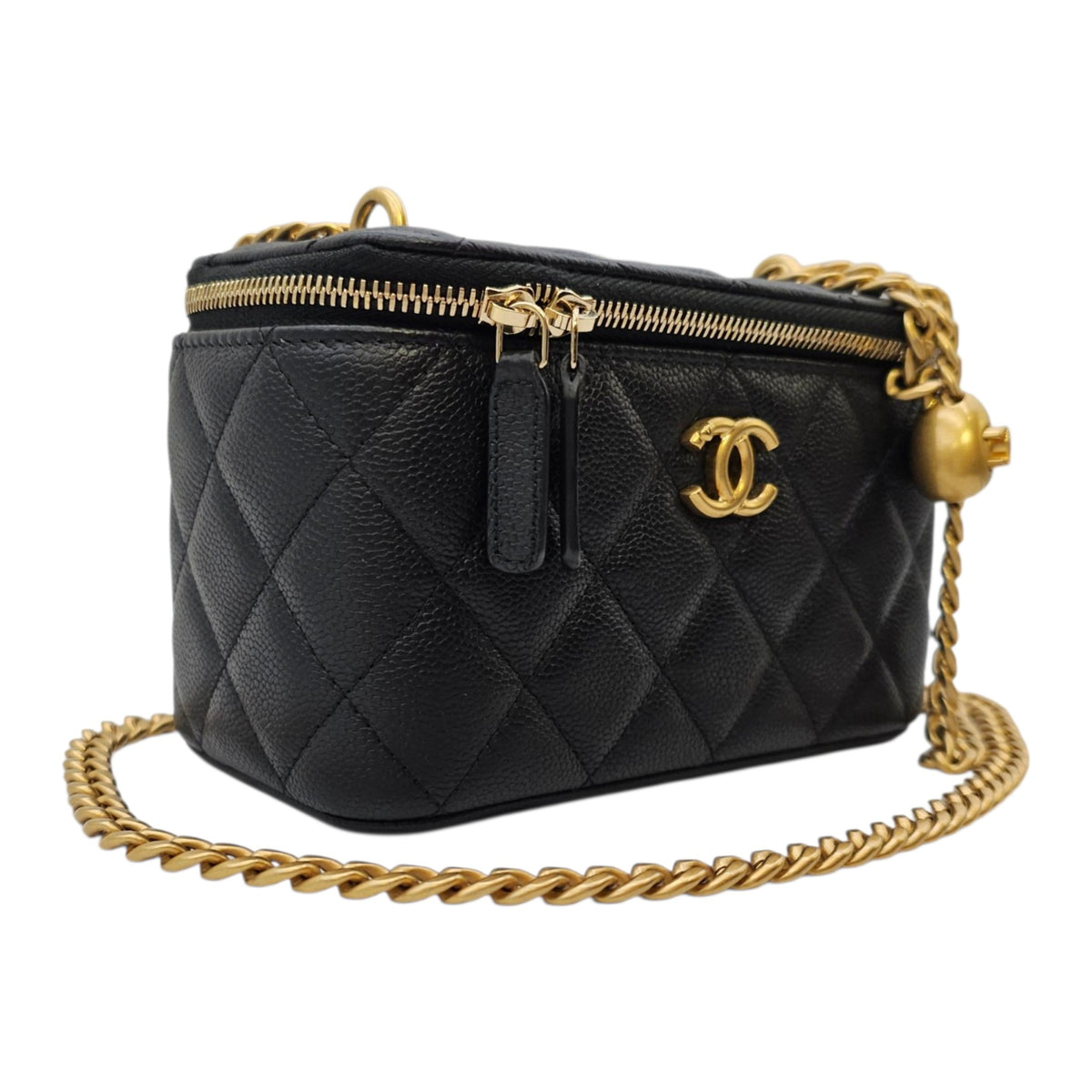 Vanity Black Vanity Bag in Caviar Leather Gold hardware