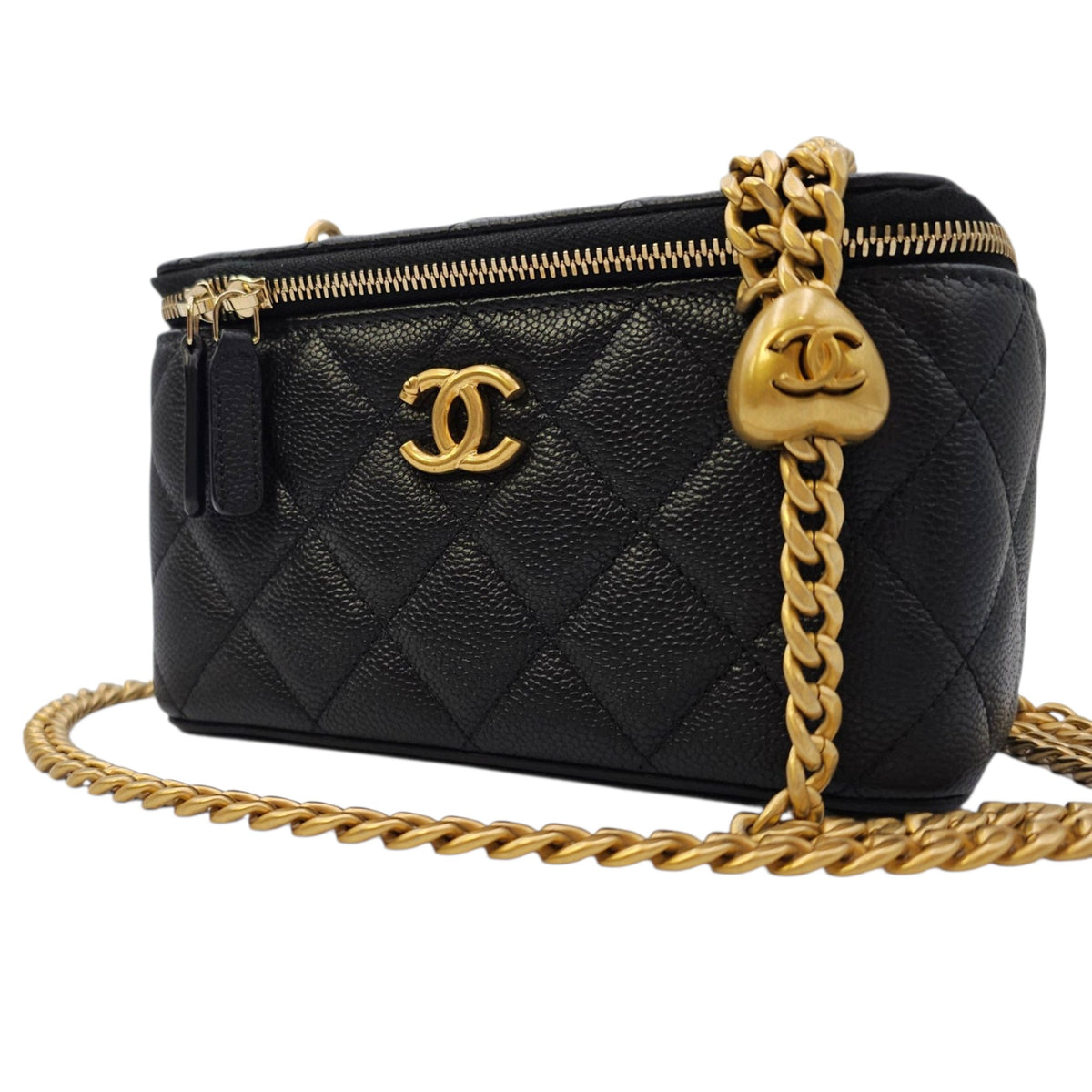 Vanity Black Vanity Bag in Caviar Leather Gold hardware