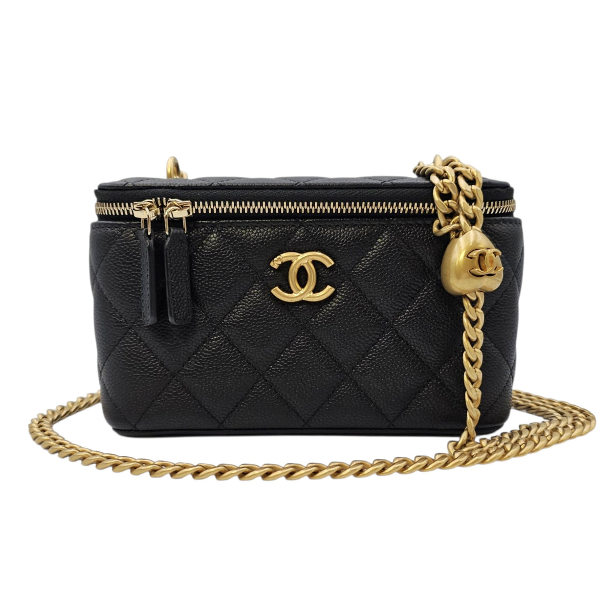 Vanity Black Vanity Bag in Caviar Leather Gold hardware