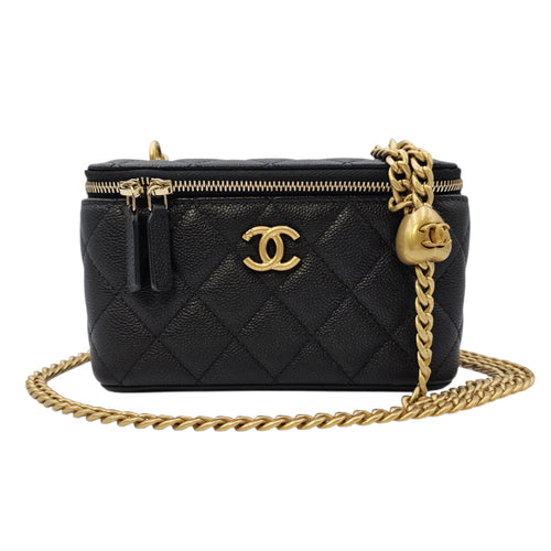Vanity Black Vanity Bag in Caviar Leather Gold hardware