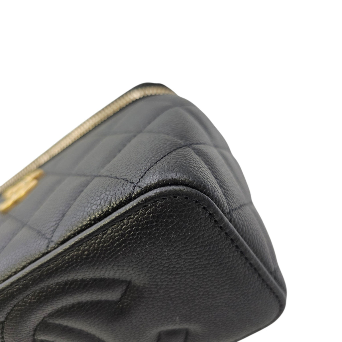 Vanity Black Vanity Bag in Caviar Leather Gold hardware