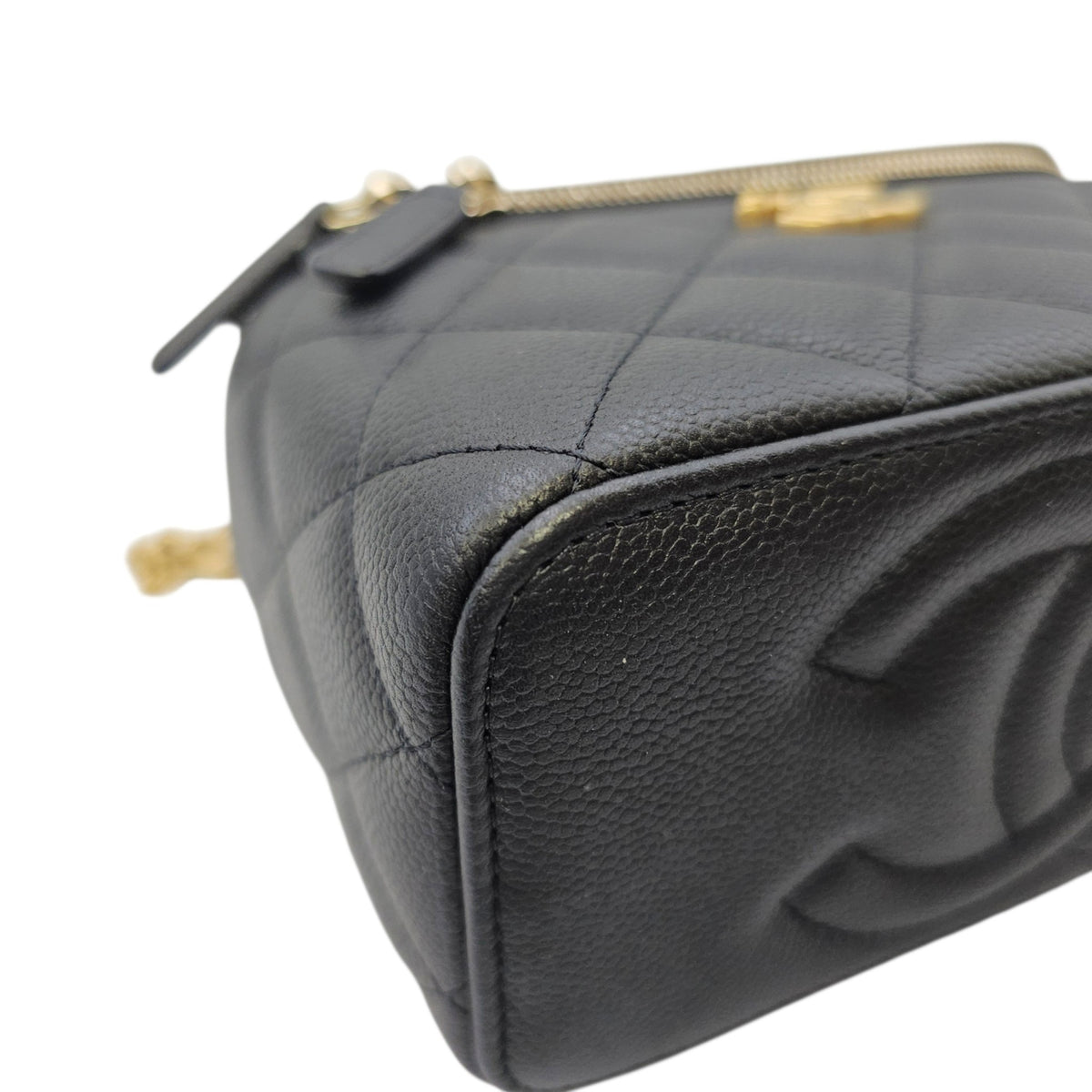 Vanity Black Vanity Bag in Caviar Leather Gold hardware