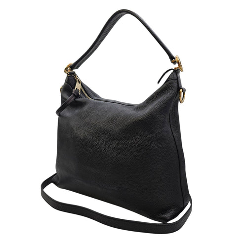 Ms GG Hobo Black Shoulder Bag in Calfskin Gold hardware