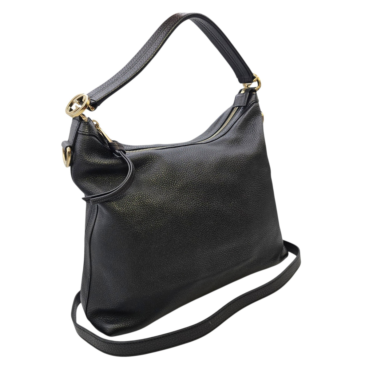 Ms GG Hobo Black Shoulder Bag in Calfskin Gold hardware