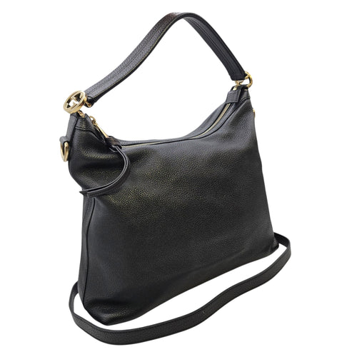 Ms GG Hobo Black Shoulder Bag in Calfskin Gold hardware