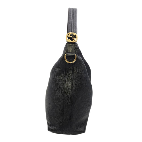 Ms GG Hobo Black Shoulder Bag in Calfskin Gold hardware