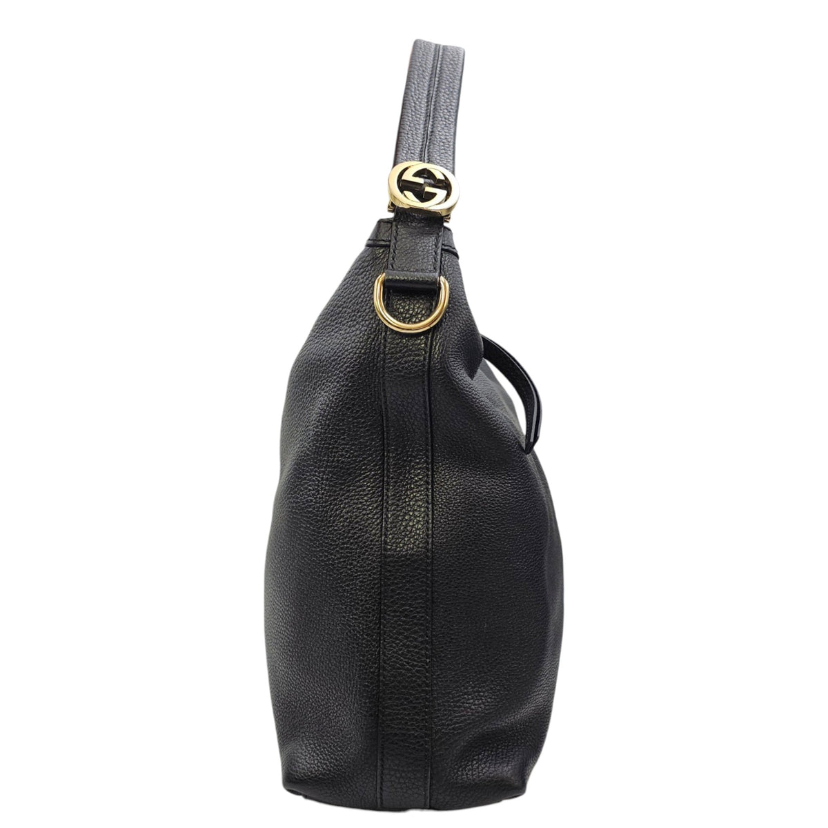 Ms GG Hobo Black Shoulder Bag in Calfskin Gold hardware