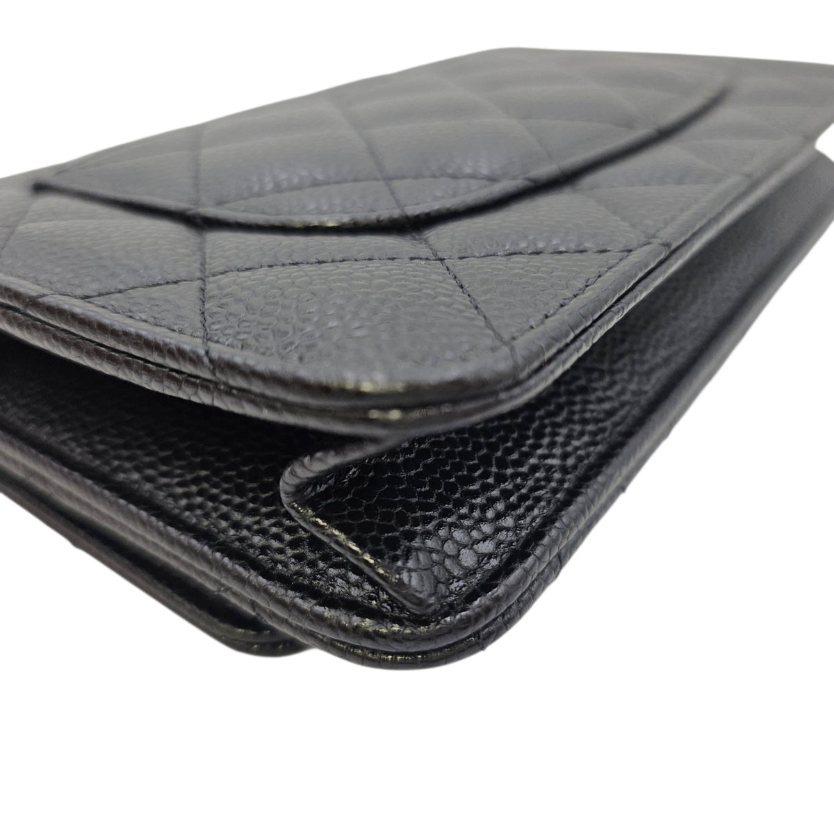 Classic Black Wallet On Chain in Caviar Leather Gold hardware