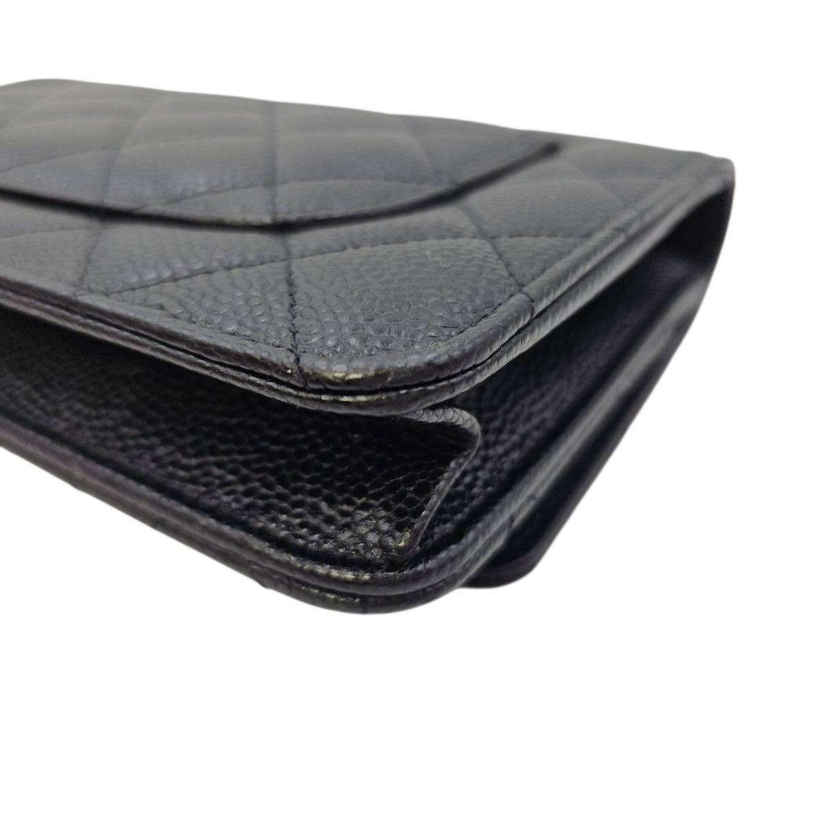 Classic Black Wallet On Chain in Caviar Leather Gold hardware