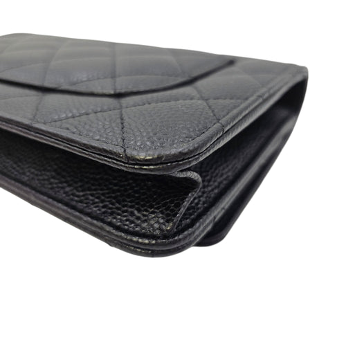 Classic Black Wallet On Chain in Caviar Leather Gold hardware