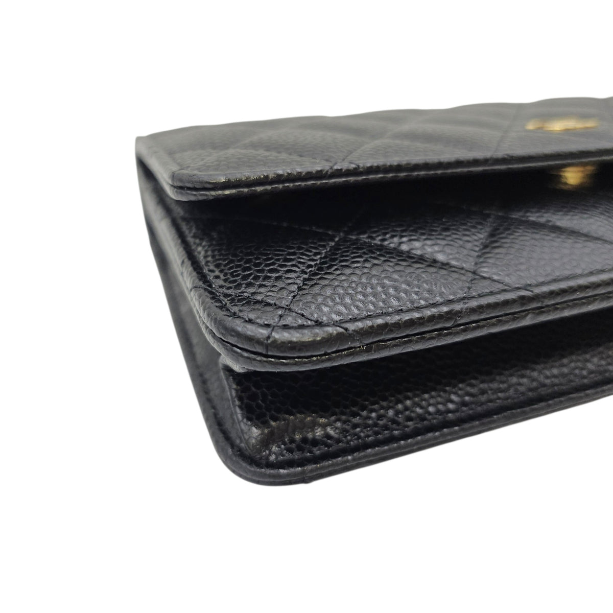 Classic Black Wallet On Chain in Caviar Leather Gold hardware