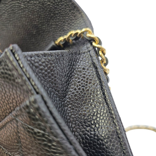Classic Black Wallet On Chain in Caviar Leather Gold hardware
