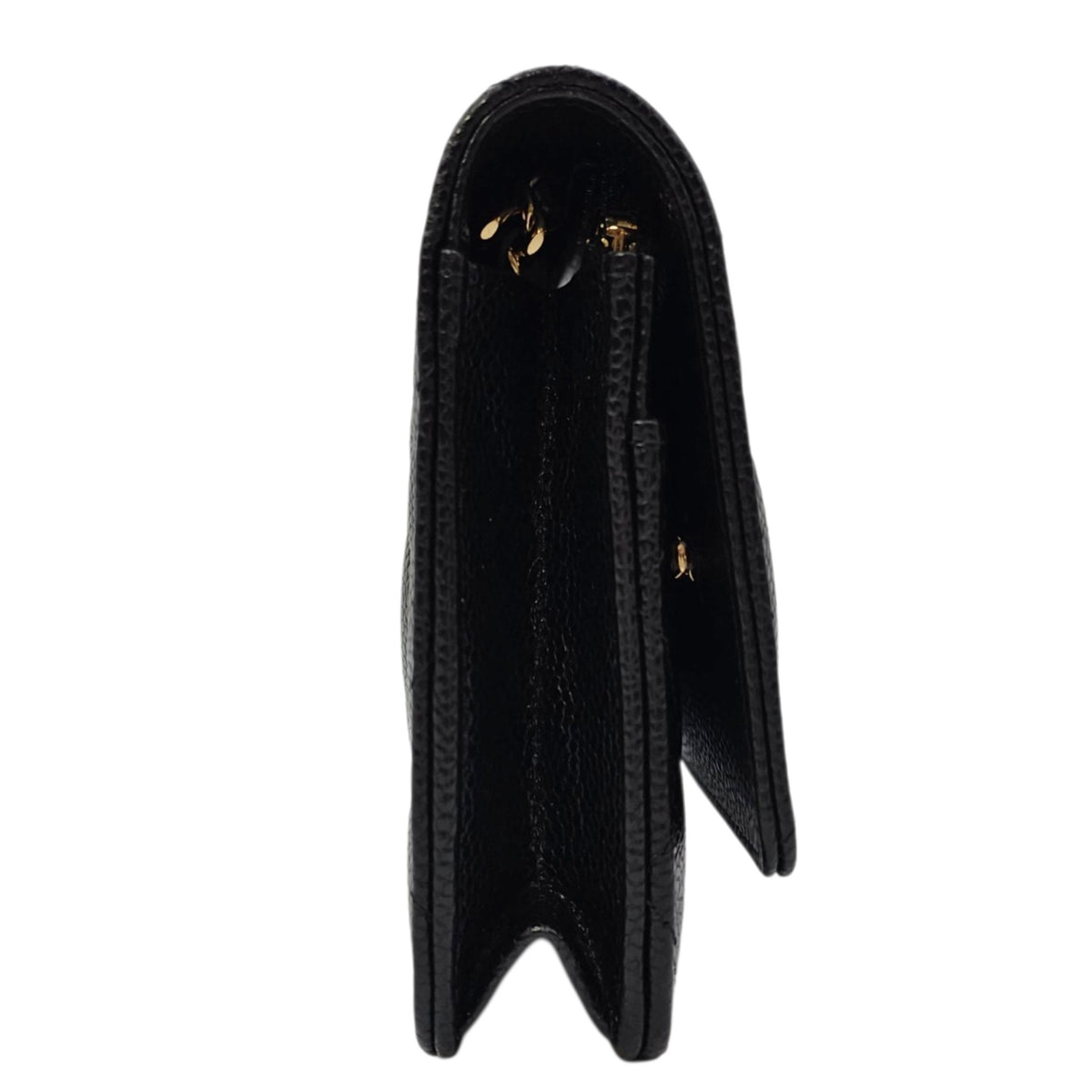 Classic Black Wallet On Chain in Caviar Leather Gold hardware